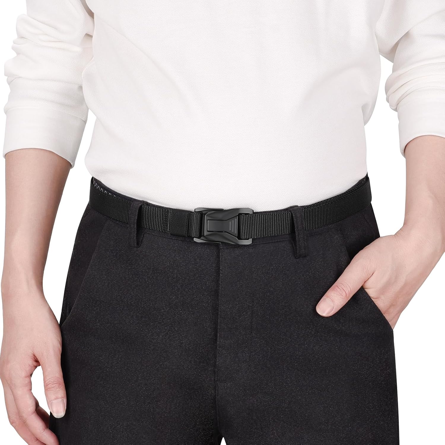 1 Inch Wide Nylon Belts for Men Quick Release Magnetic Buckle Lightweight Skinny Webbing Golf Belt
