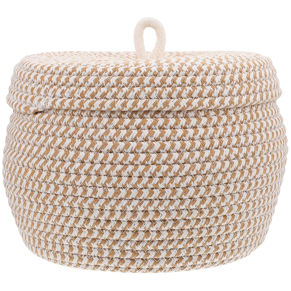 Panier en corde de coton tressée à la main beige grand format pour un rangement élégant