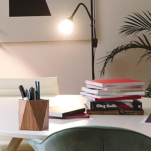 Miniatura 2 de Soporte para bolígrafo de madera de nogal, portavasos de madera, organizador estacionario de escritorio para oficina, suministros escolares