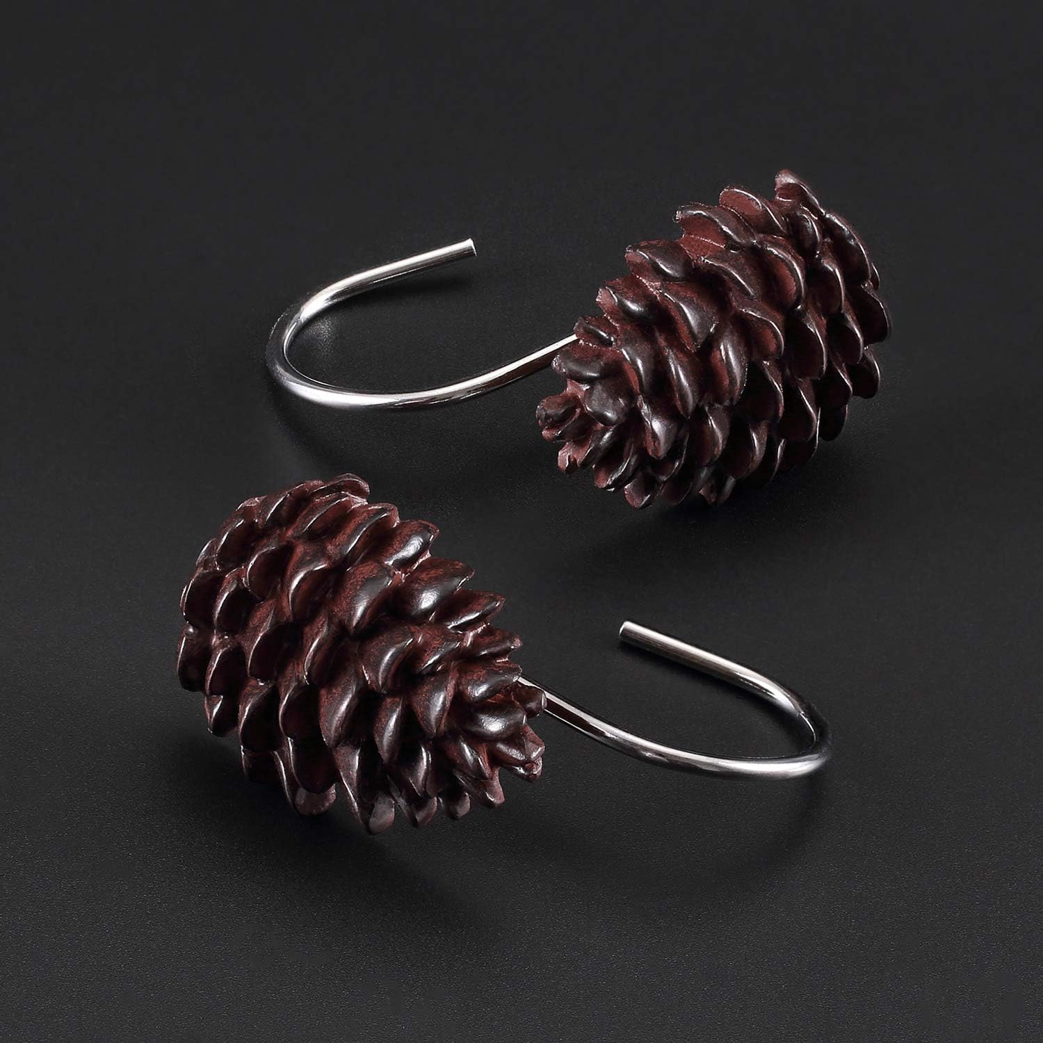 CHICTIE Pinecone Shower Curtain Hooks,12 Christmas Shower Rings Hangers image 2