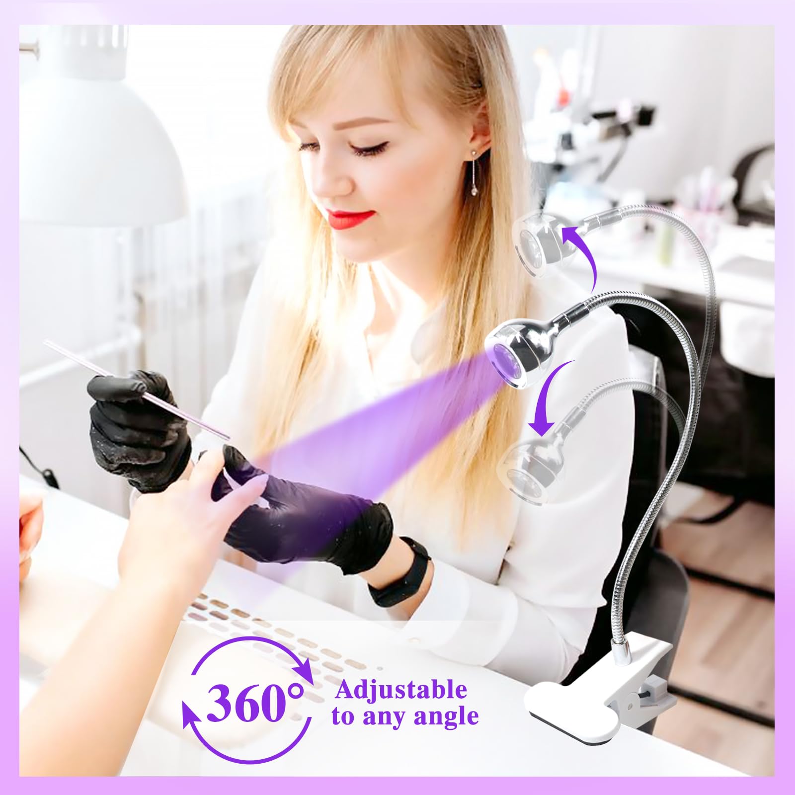 Soodyoow 3W UV Lamp for Gel Nails Nail Lamp, Mini UV Lamp for Beginners Salon, DIY (Silver), Plateado - Image 3