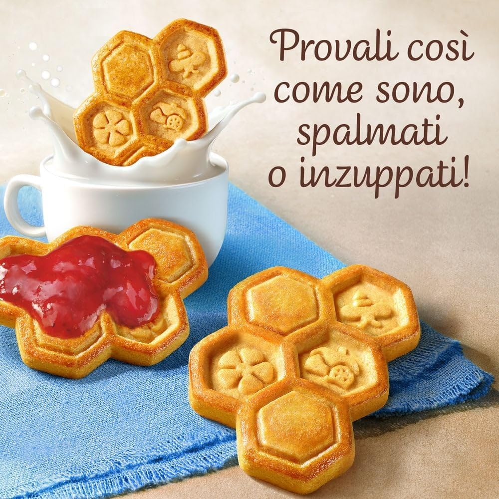 Italian Gourmet Bundle – Mulino Bianco Alveari Biscuits Italiens au Beurre Salé & Miel, Lot 8×300 g – Biscuits Croquants Petit-Déjeuner & Goûter, Saveur Miel + Italian Gourmet Polpa
