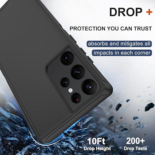 Miniatura 4 de Funda para Samsung Galaxy S22 Ultra con funda de clip para cinturón, 2 protectores de pantalla, protección de grado militar resistente, cuerpo