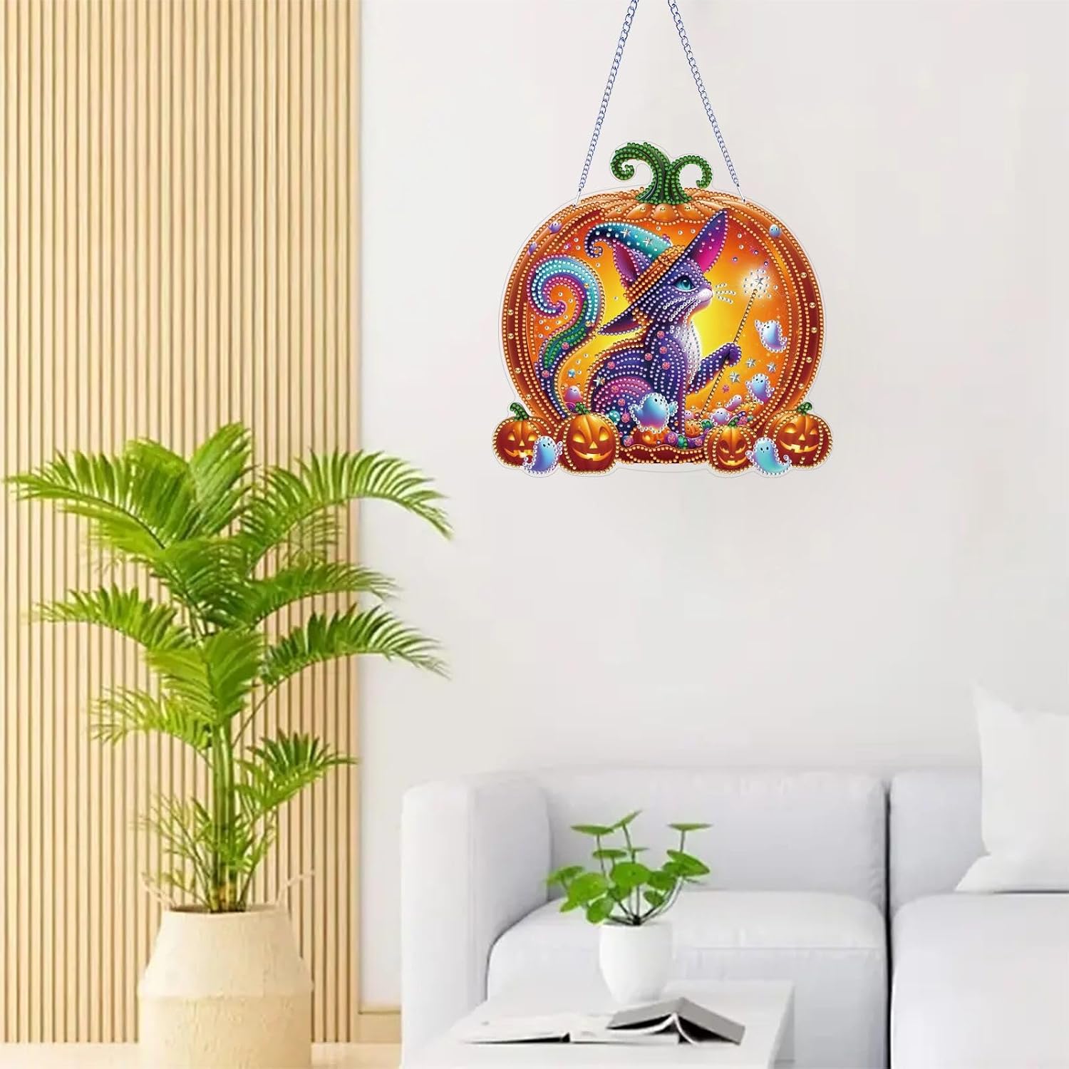BAYUNOE 2Pcs DIY Hanging Diamond Pendant Irregular Shape Diamond Art Painting Ornament Double Sided Pattern Single Sided Drll for Window Home Garden Wall Door Decor-03