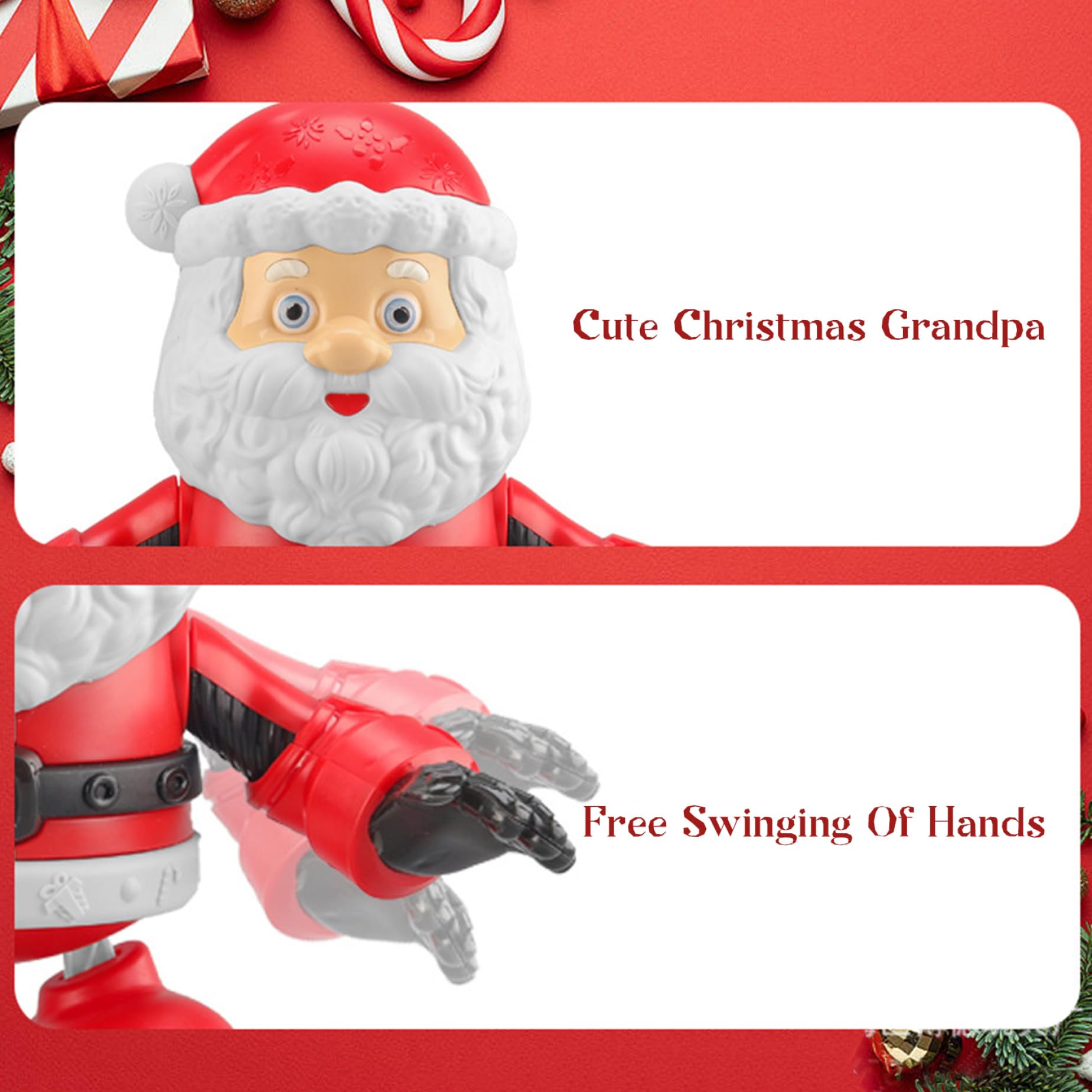 CAKEEYUM Dancing Santa with Music and Lights Interactive Twerking Santa with Agile Dance Moves Easy Setup Electric Moving Christmas Toys for Kids