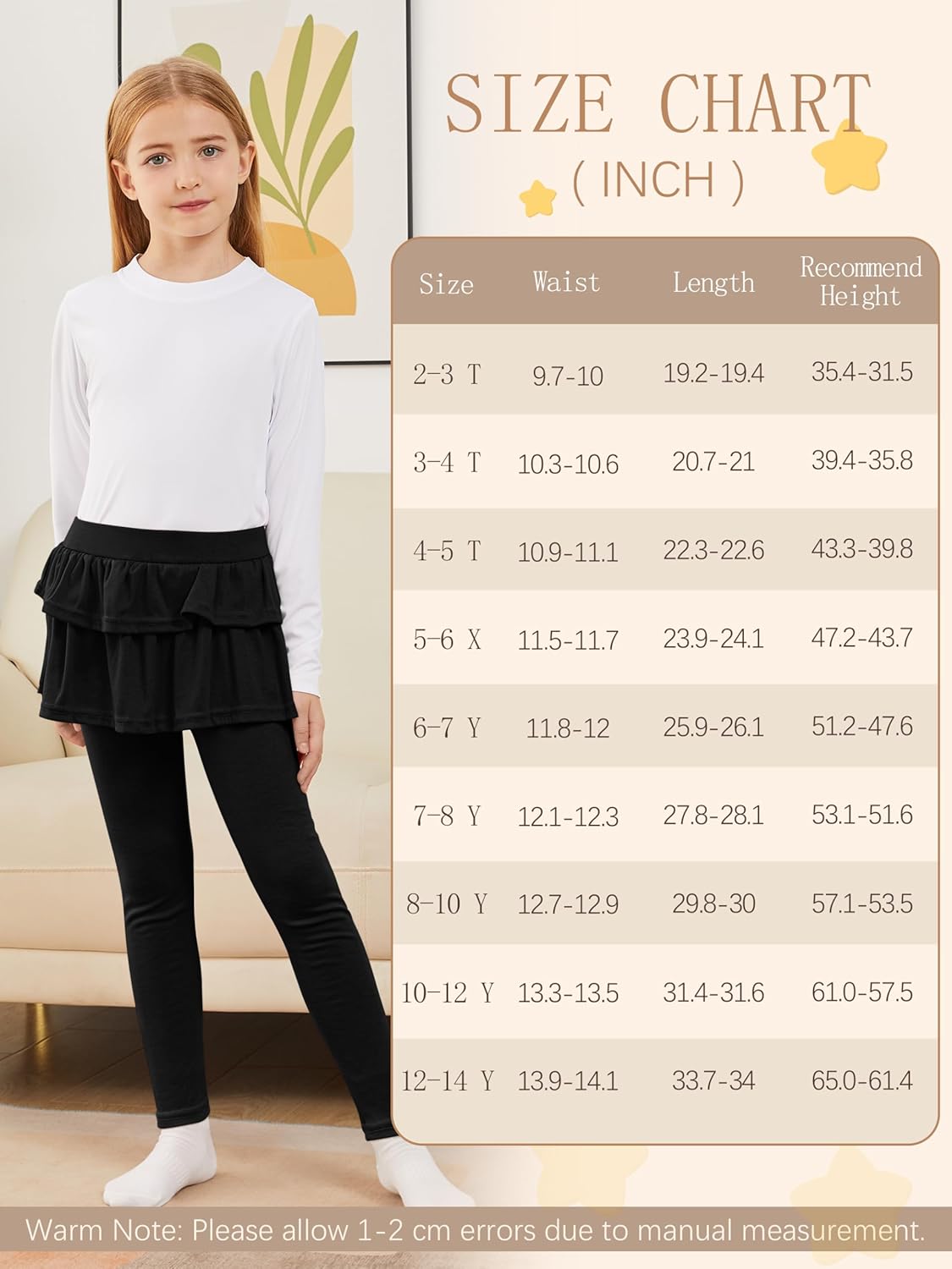 Girls Leggings Toddler Pants Leggings for Girls School Uniform Tutu Kids Ruffle Skirt Pull On Warm Clothes