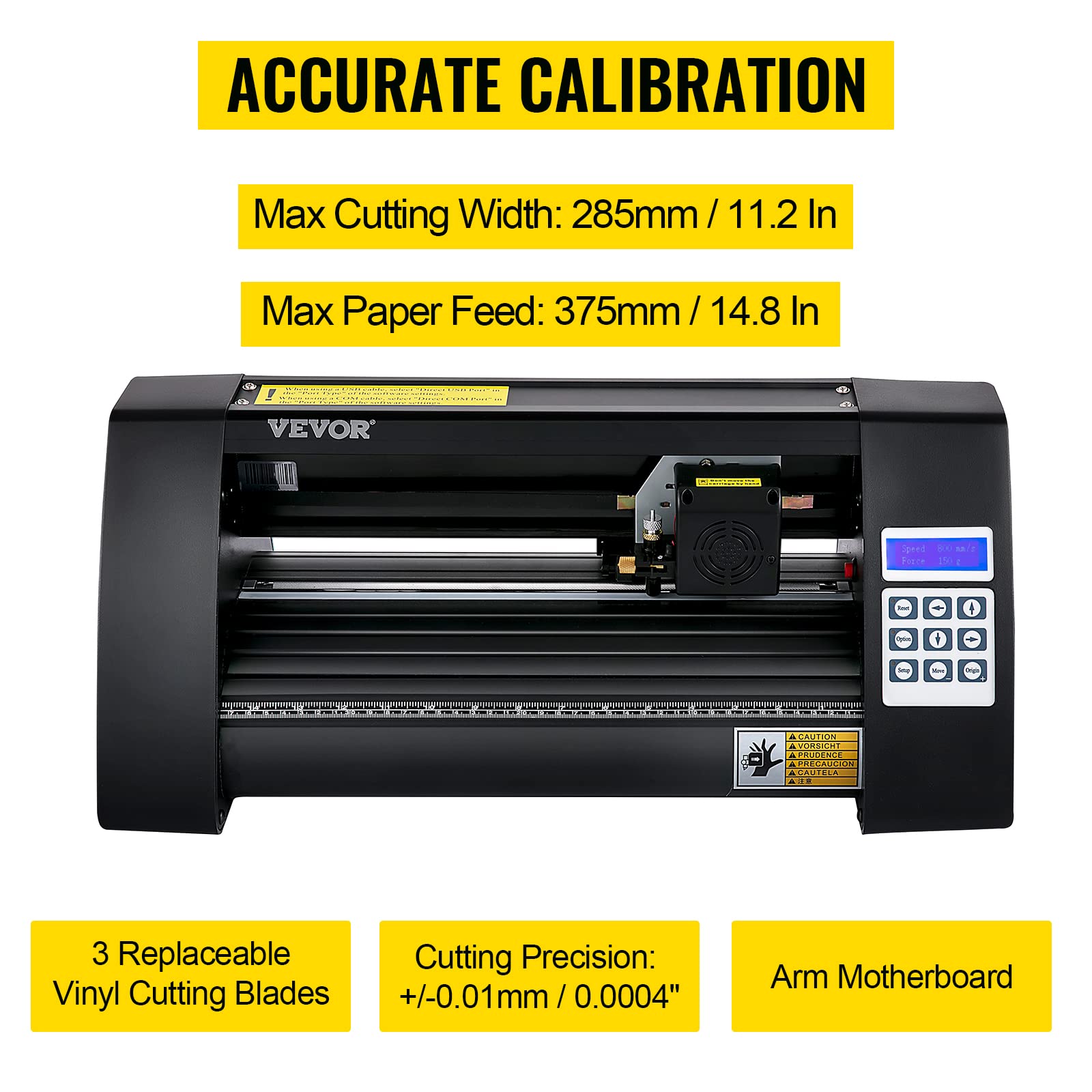 VEVOR Plotter da Taglio Vinile Semiautomatico con Luce Guida a LED, Modello KH-375A 375 mm Taglierina per Plotter Vinile Signmaster per Adesivi per Auto, Segnali Stradali, Palloncini, Caschi, ecc.