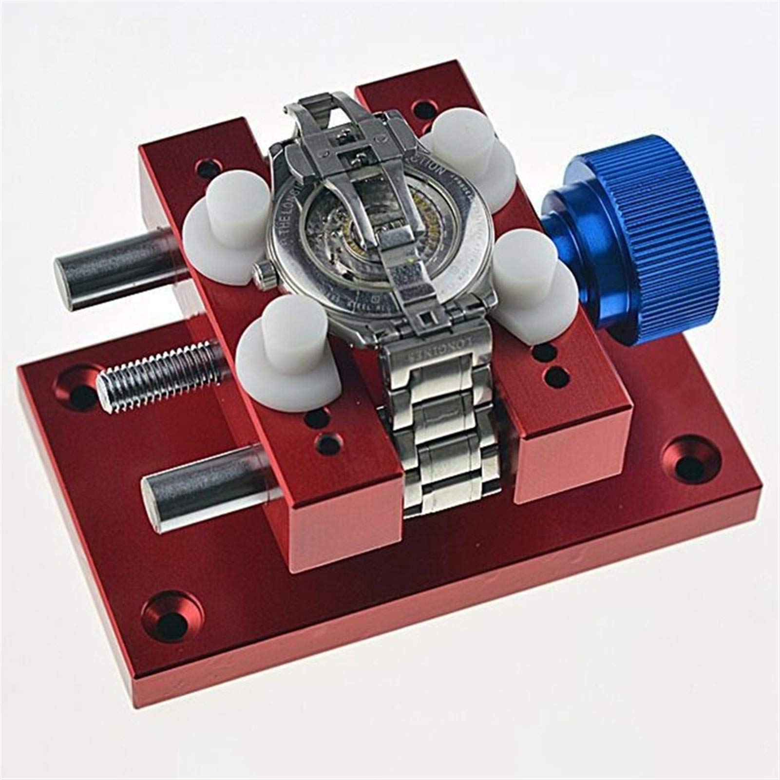 Genérico Herramientas y Kits de reparación Caso Grande de Acero Inoxidable Visore con Soporte de Reloj de Base para Reloj Reparación Metal Ampliado Mesa Abierta Tenedor de reparación de reparación