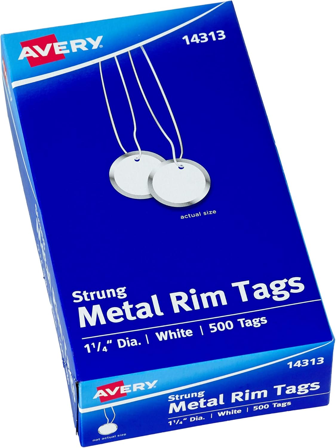 Avery Metal Rim Key Tags with Strings - Durable 1.25" White Round Tags, 500 Pack (14313)