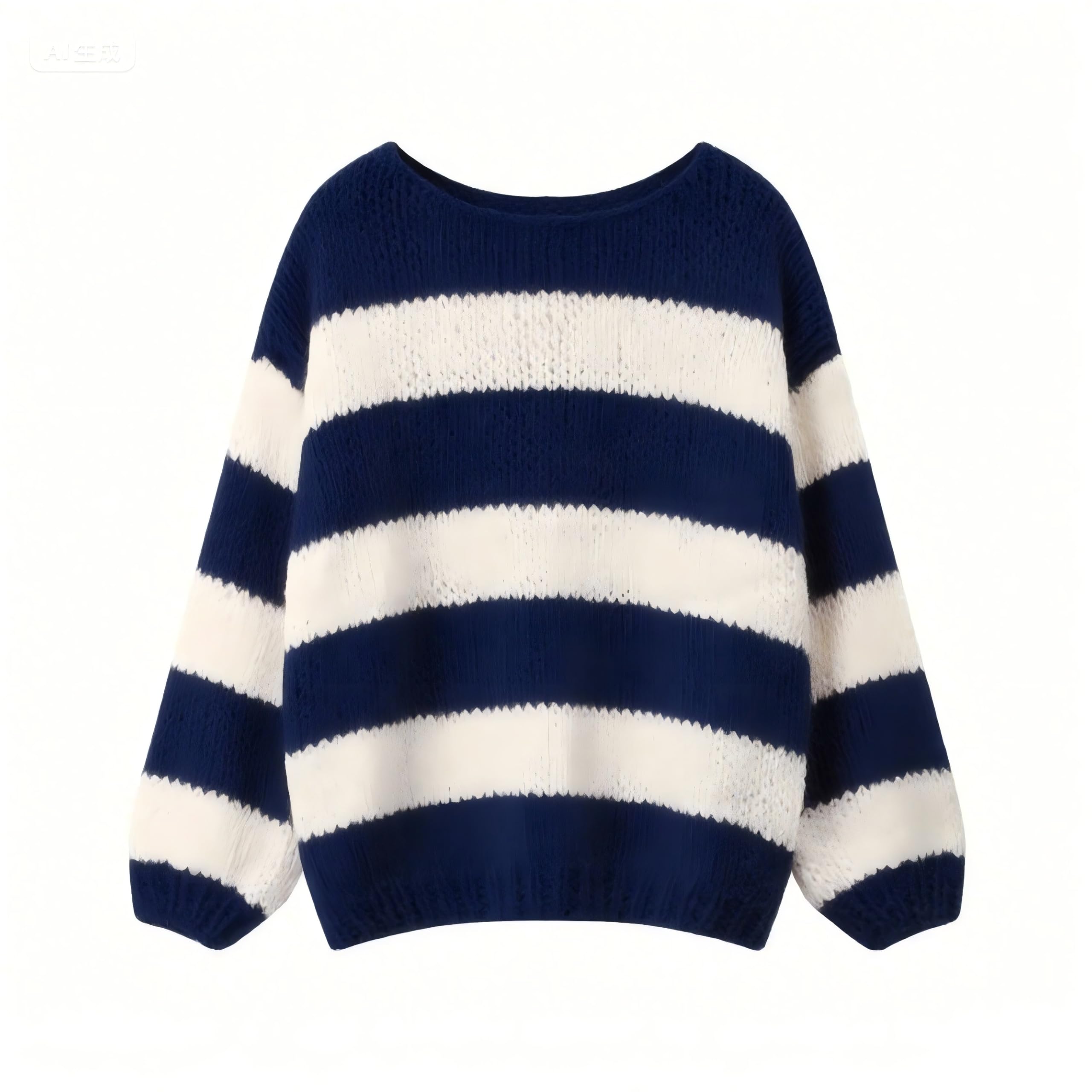 Oversized Sweaters for Women Color Block Striped Sweaters Y2K Crewneck Long Sleeve Knit Sweater-image-26