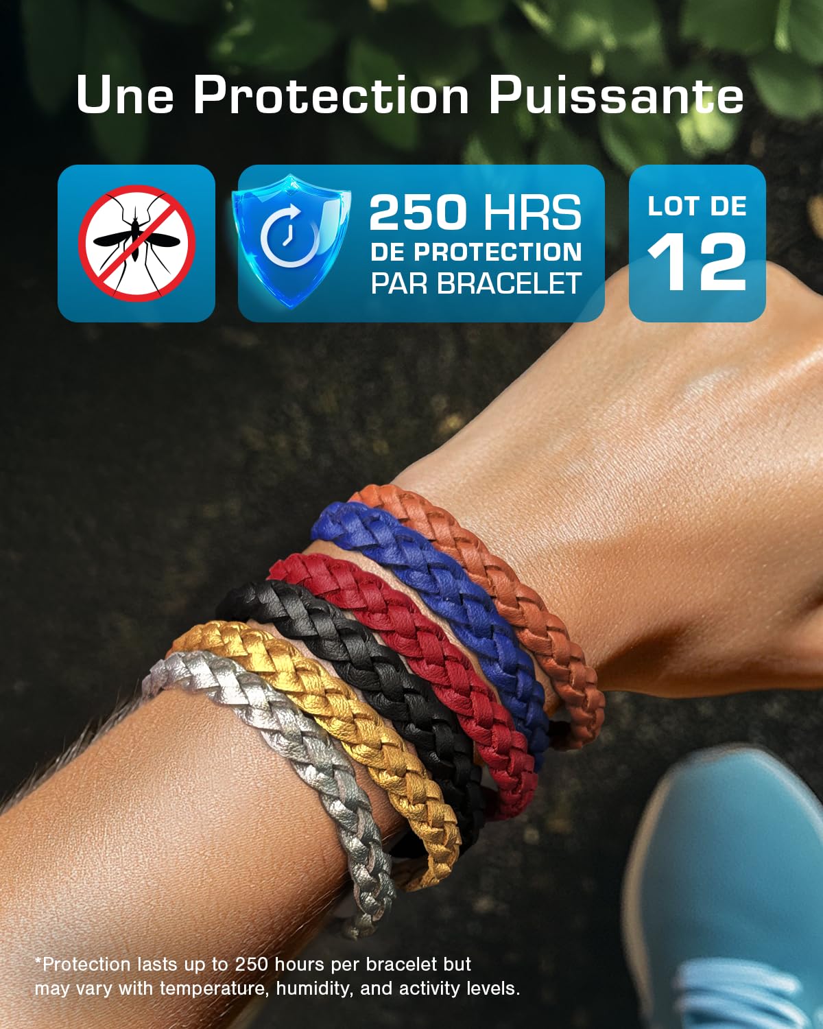 Active Era Bracelet Anti-Moustique en Cuir pour Enfant & Adulte [Lot de 12] – Répulsif Naturel - 100% Sans DEET, Imperméable – Jusqu’à 250h de Protection Extérieure Contre les Moustiques & Insectes