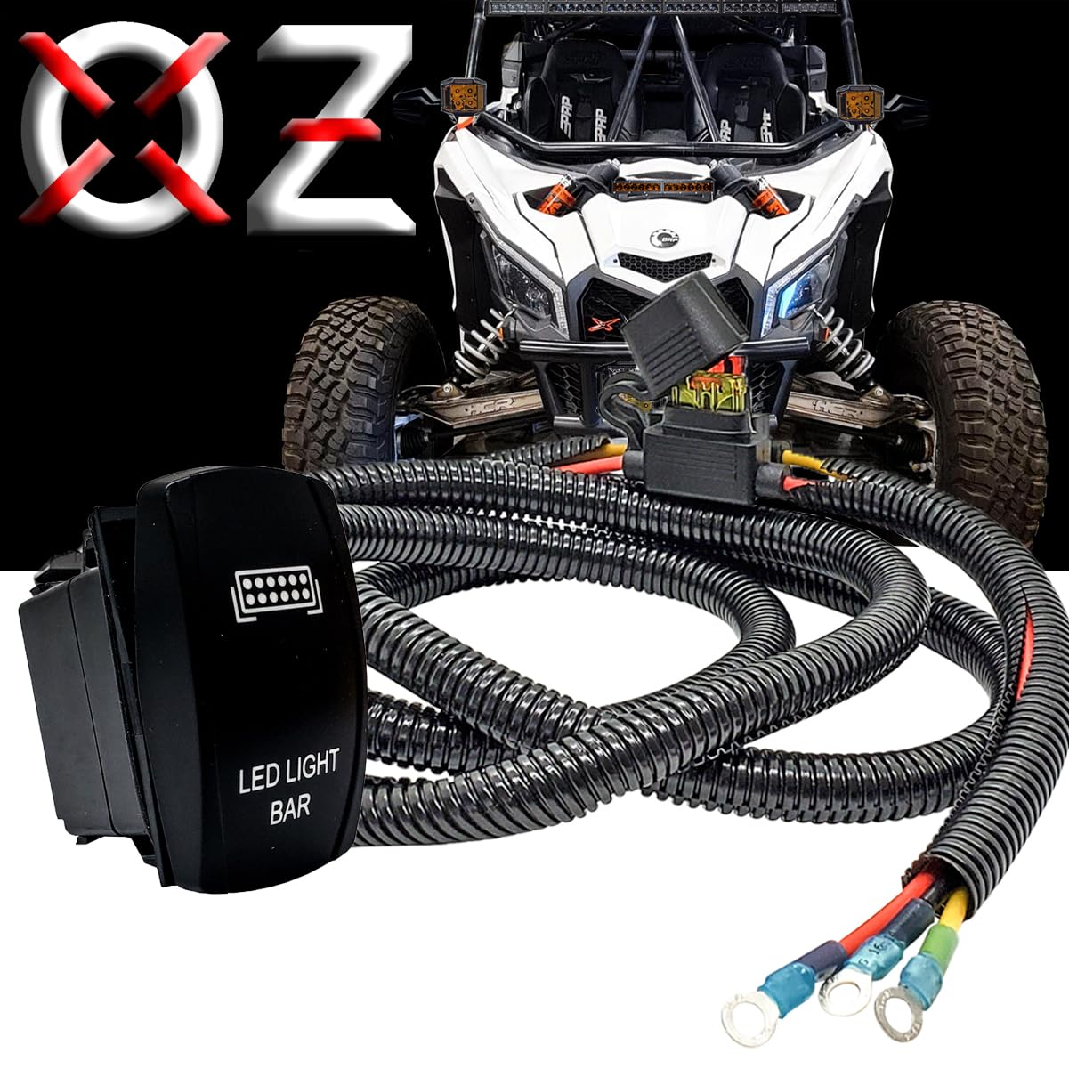 LED Light BAR On/Off Rocker Switch with Power Distribution Block Wire Harness Compatible with Can-Am Maverick X3 Max RS Turbo RR Sport Trail Defender Commander