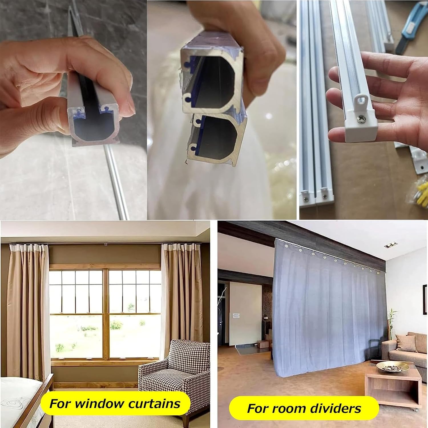 Heavy Duty Aluminium Curtain Track Set 50-600cm - Ceiling Rails for Curtains, Room Divider System with Smooth Roller Runners, Perfect for Hanging Heavy Curtains