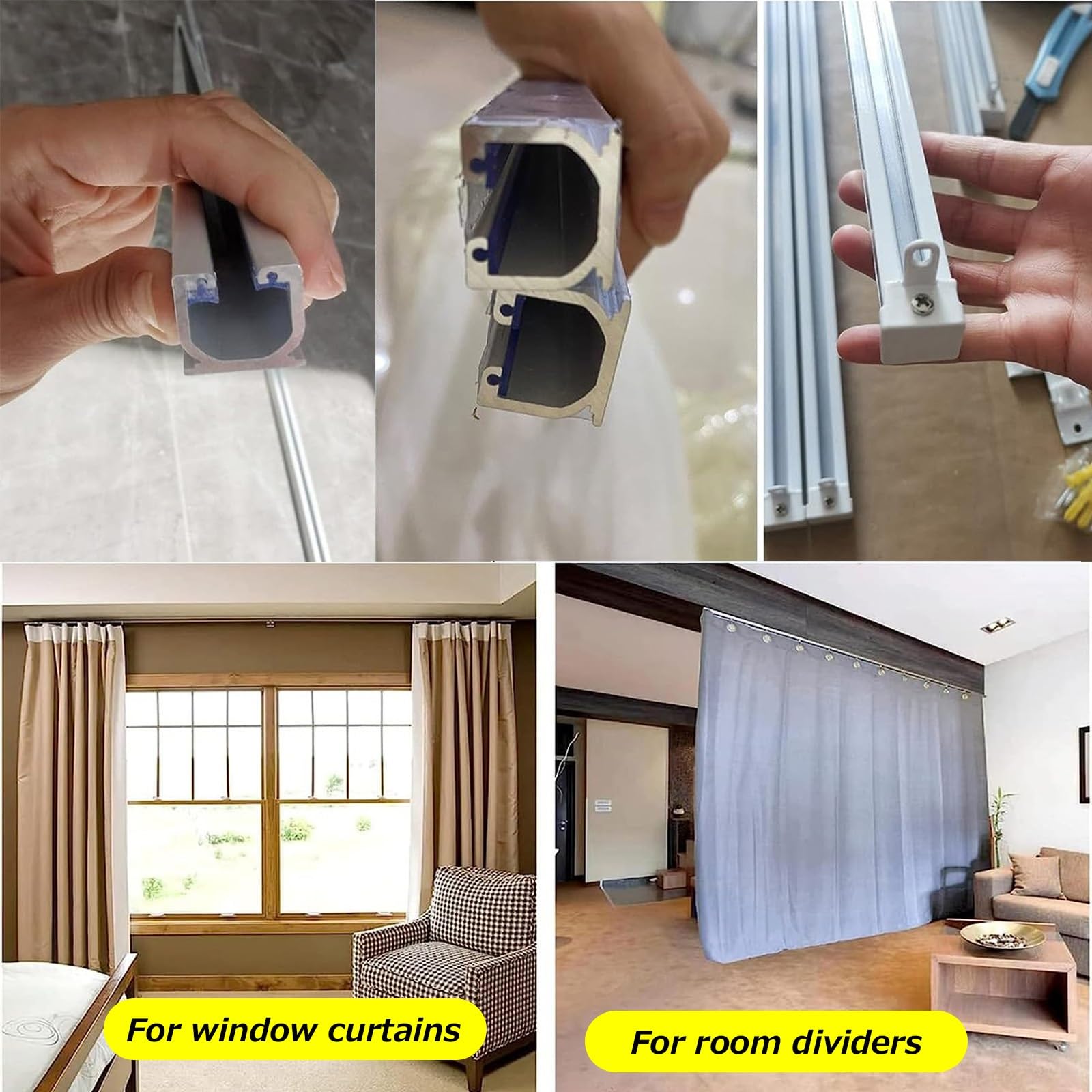 Heavy Du - Sistema de rieles de aluminio de 50 a 600 cm, suaves para separadores de habitaciones y cajas, perfecto para decoración del hogar y la oficina