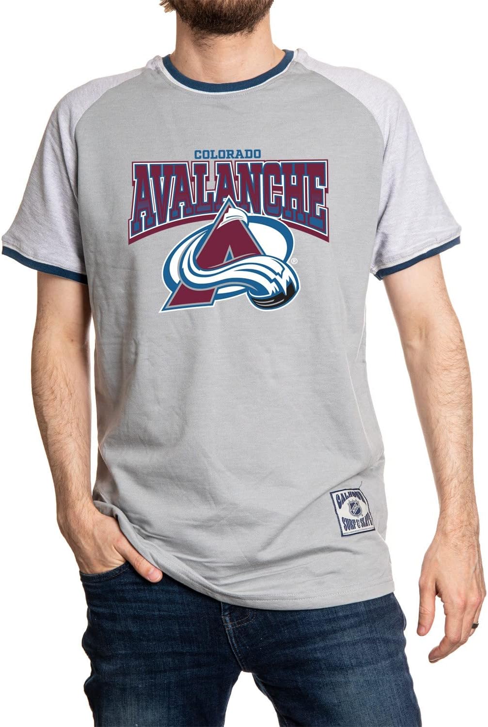 Calhoun NHL Surf & Skate Mens Retro Style Reverse Terry Contrast Trim Short Sleeve T-Shirt - The Coastal Collection