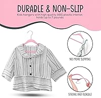 Vista 8 de 50 perchas de terciopelo premium para niños - 14.0 pulgadas, antideslizantes para niños y preadolescentes - Perchas ultra delgadas, que ahorran