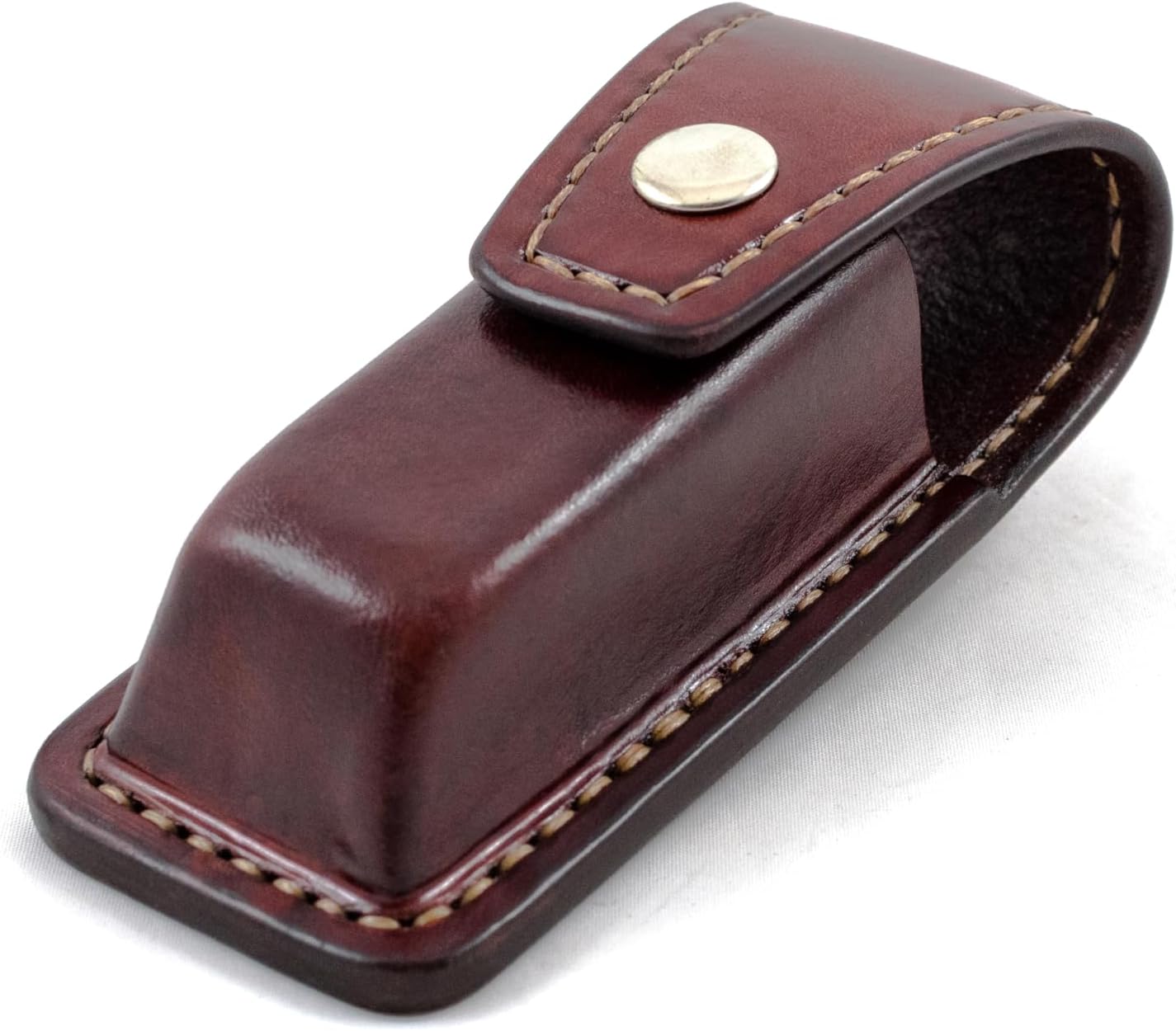 Leather case made to fit Victorinox Work Champ, custom leather pouch with belt loop, closed top with snap button