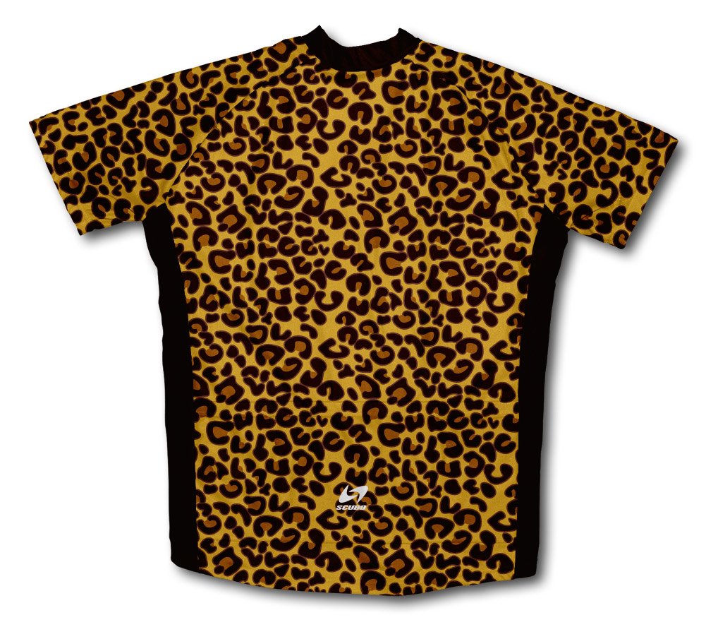 Leopard Skin Short Sleeve Cycling Jersey for Men - Size L
