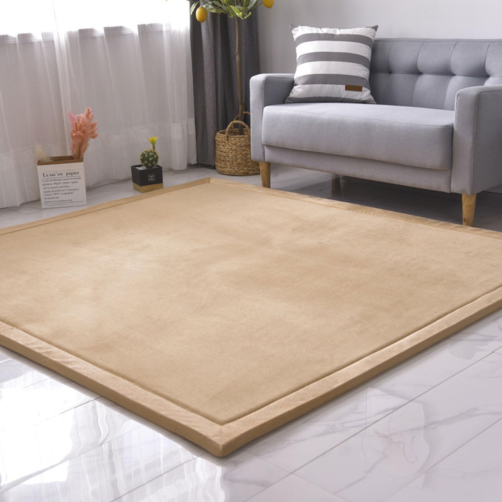 Alfombra de Tatami Suave, Antideslizante, de Espuma viscoelástica, para, Adultos, Sala de estar-E-150 * 200cm