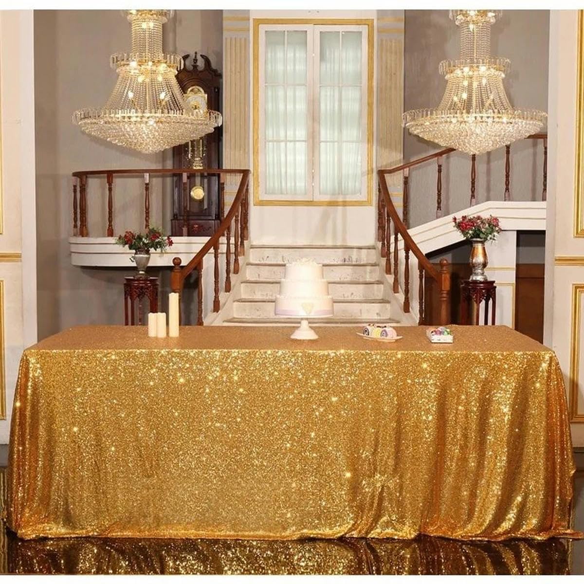1 Mantel Rectangular, Mantel con Lentejuelas Brillantes, Falda de Mesa, decoración del hogar, Cubierta de Mesa, Fiesta de Boda, Verde, 120x180cm
