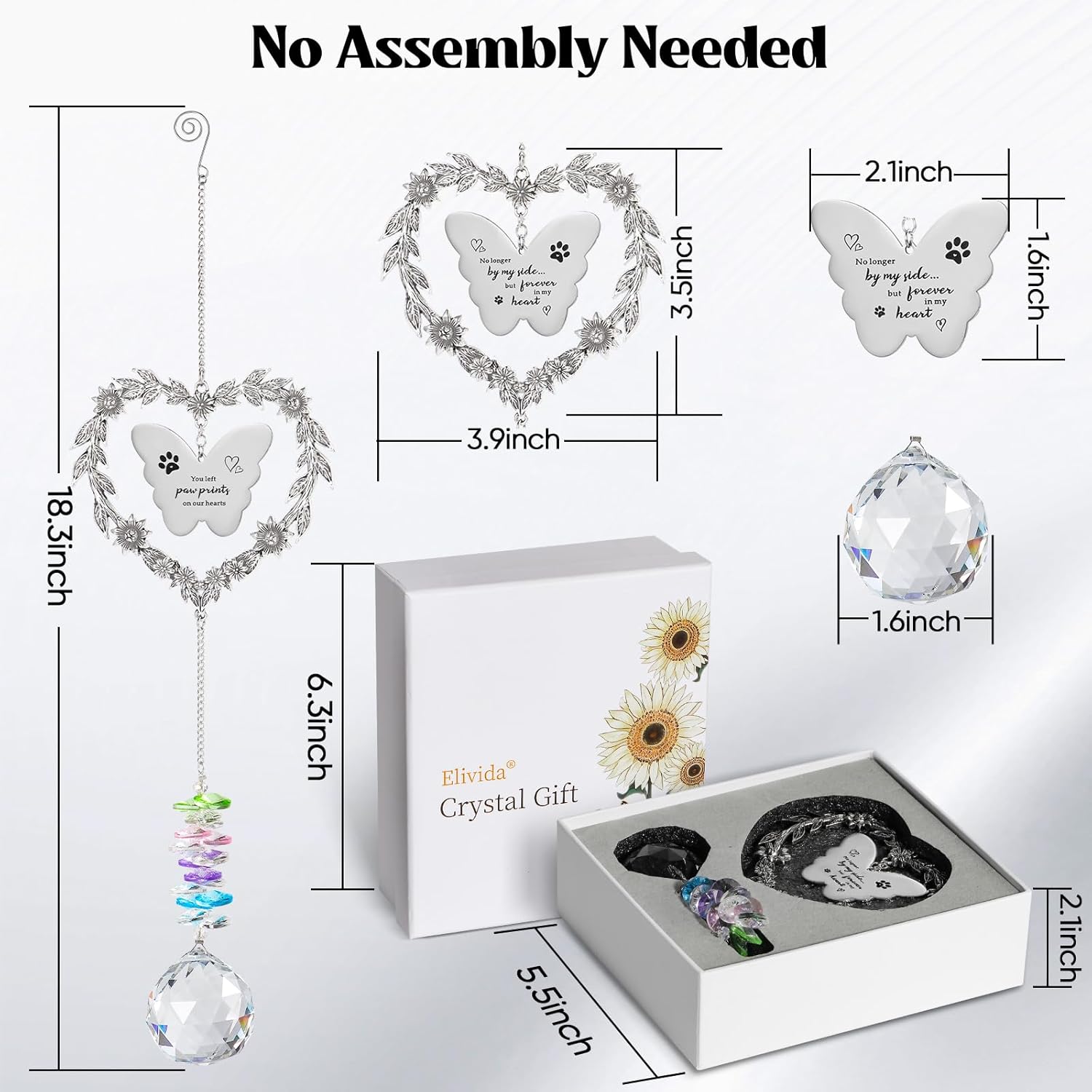 Dog Memorial Gifts for Loss of Dog, Pet Sympathy Suncatcher with Personalized Words, Cat Death Remembrance Gift for Pet Lovers, Heart Shaped Cat Bereavement Ornament with Sympathy Card - Image 6