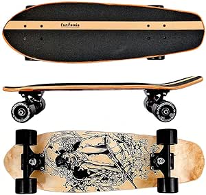 FunTomia Skateboard 66cm - 7ply strati di acero canadese - Con o senza ruote a LED