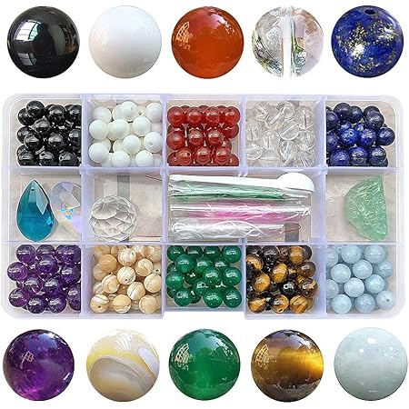 Amazon Com Chengmu 8mm Stone Beads Kit For Jewelry Making 230pcs Natural Gemstone Amethyst Lapis Agate Onyx Crystal Tiger Eye Assorted Color Round Loose Beads Set For Bracelet Necklace With Accessories Color 1