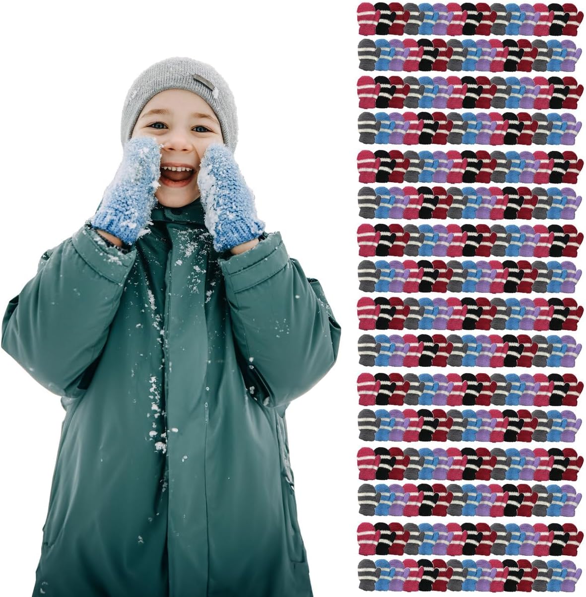 Yacht & Smith 240 Pack of Kids Fuzzy Mittens, Warm Soft Mitten For Toddlers Children, Bulk (Assorted)