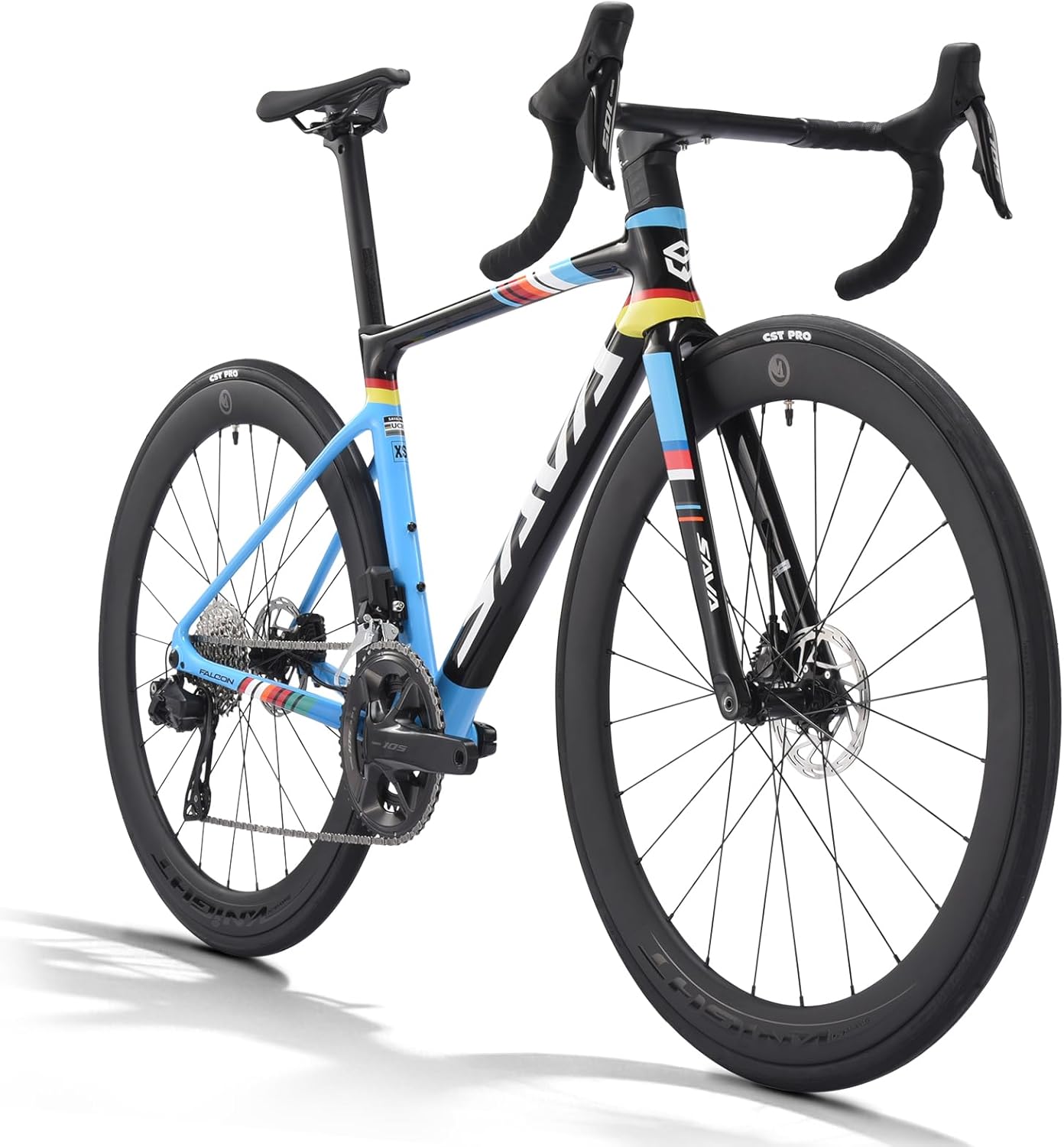 SAVADECK Carbon Road Bike Lightweight 24-Speed Shifting Road Bicycle with Shimano 105 Di2 7170 Groupset, T1000 Carbon Frame with 700C Carbon Wheelset Disc Brake Race Bikes