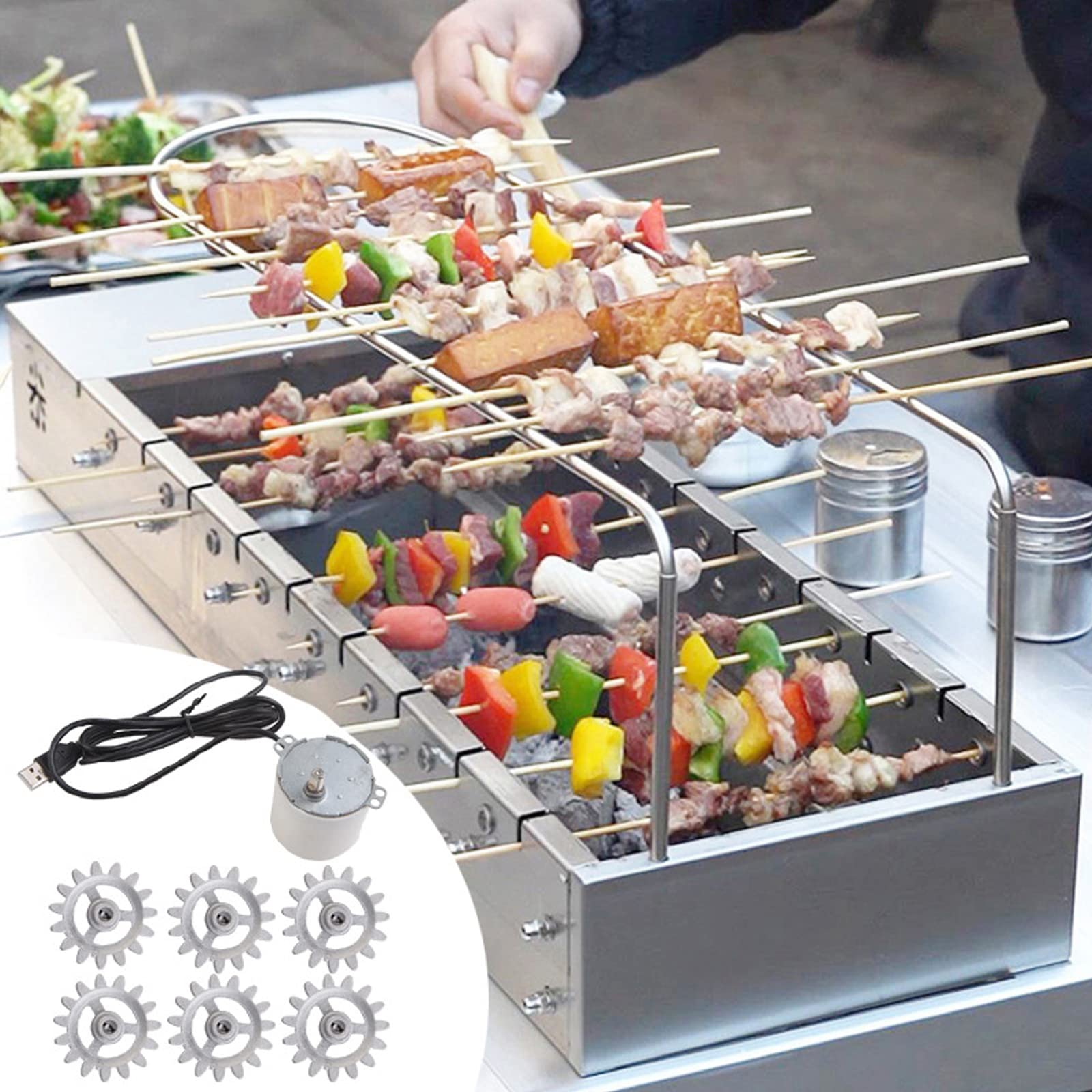 Girella Per Grill Automatica - Motore USB Per Spiedini, Girarrosto BBQ, Ideale Per Feste - Foto 9