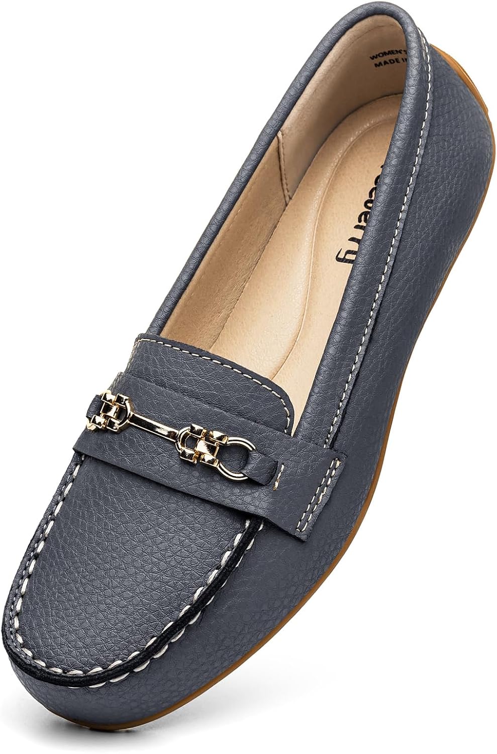 Loafers for Women Comfort Leather Loafers Cute Slip On Business Casual Dress Shoes ...