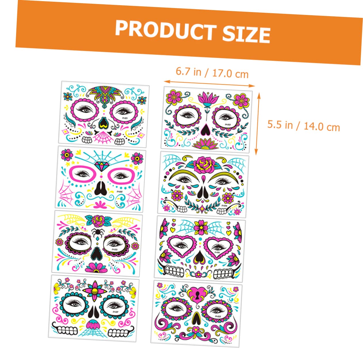 Healvian 24hojas Tatuajes De Halloween Fluorescentes Para Rostro Pegatinas De Calavera Para Maquillaje y Fiesta De Disfraces De Diseño Diverso