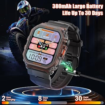 SGJIK Military Smart Watches Built-in GPS, 100+ Sport Modes for Men with, Smartwatch for Android Phones and iPhone, 1.75 HD Screen Bluetooth Call 24/7 Heart Rate/Sleep/Stress