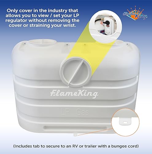 Miniatura 2 de Flame King Doble 20LB LP tanque de propano ligero cubierta de plástico resistente para RV, remolque de viaje, cámper - blanco