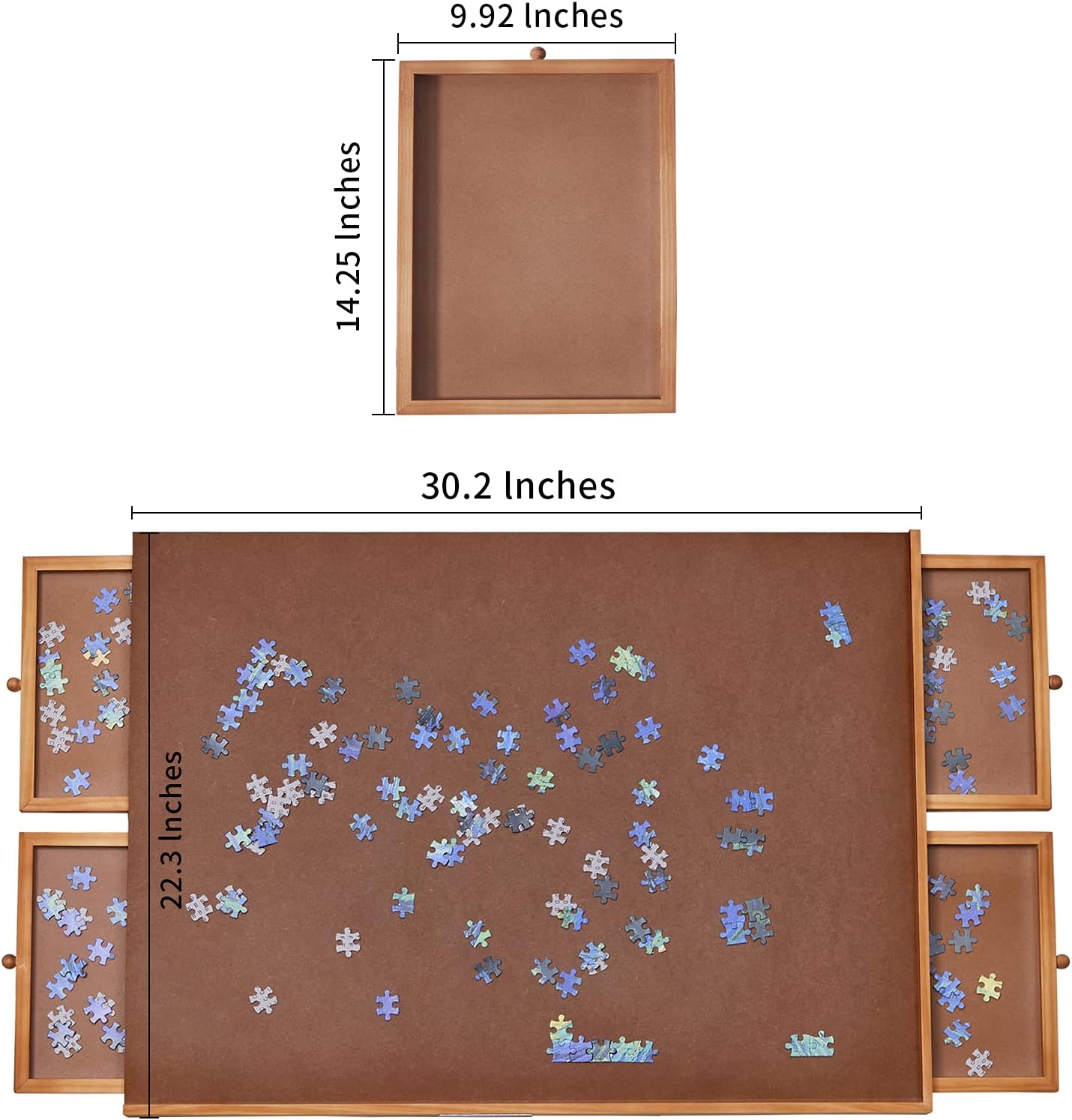 Jomtien Wooden Puzzle Table, Puzzle Board with Drawer for Storing Puzzles, Smooth fiberboard Working Surface, Puzzle Tables for Adults, can Hold 1000 Pieces
