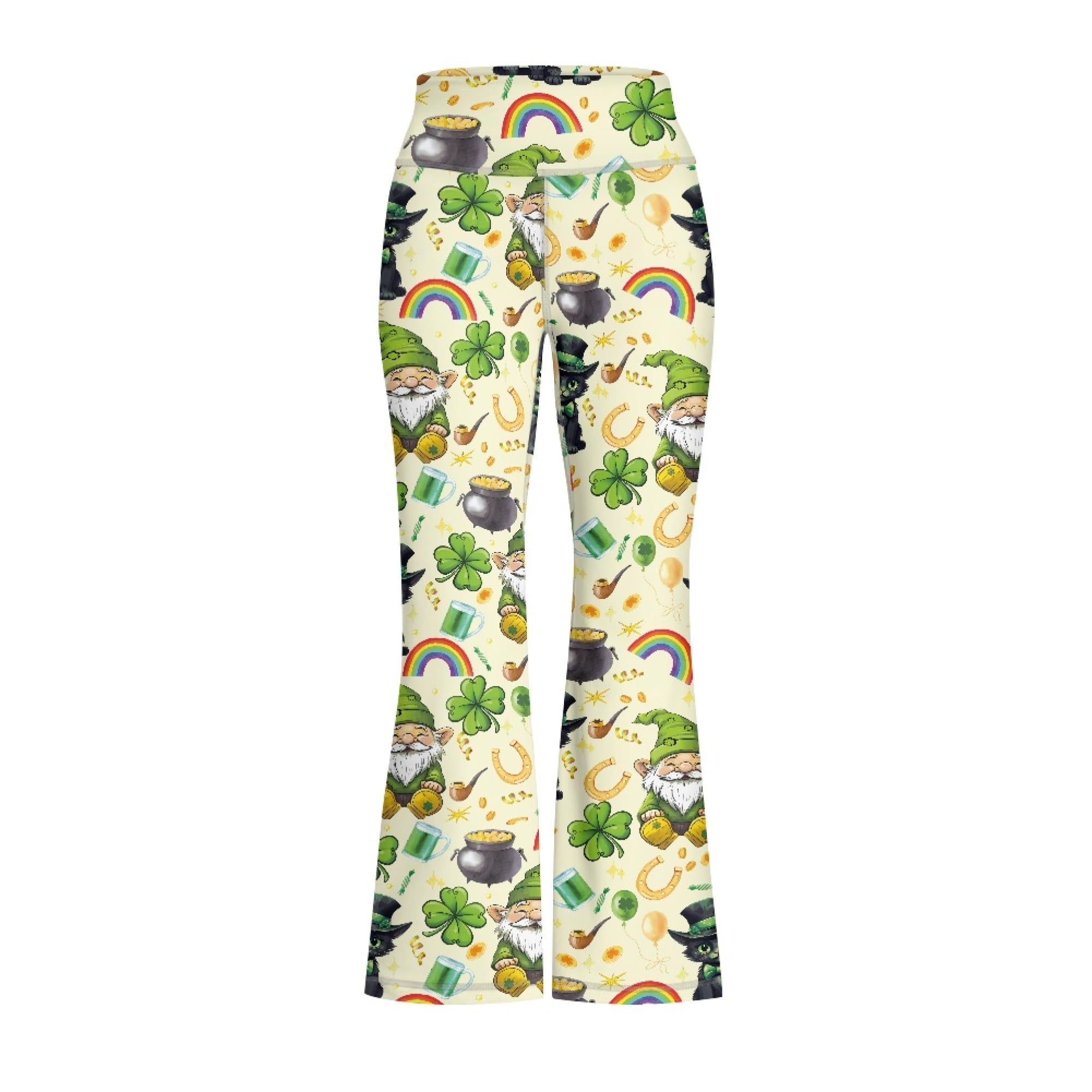 Pantalones acampanados de búho arcoíris de algodón para mujer 6