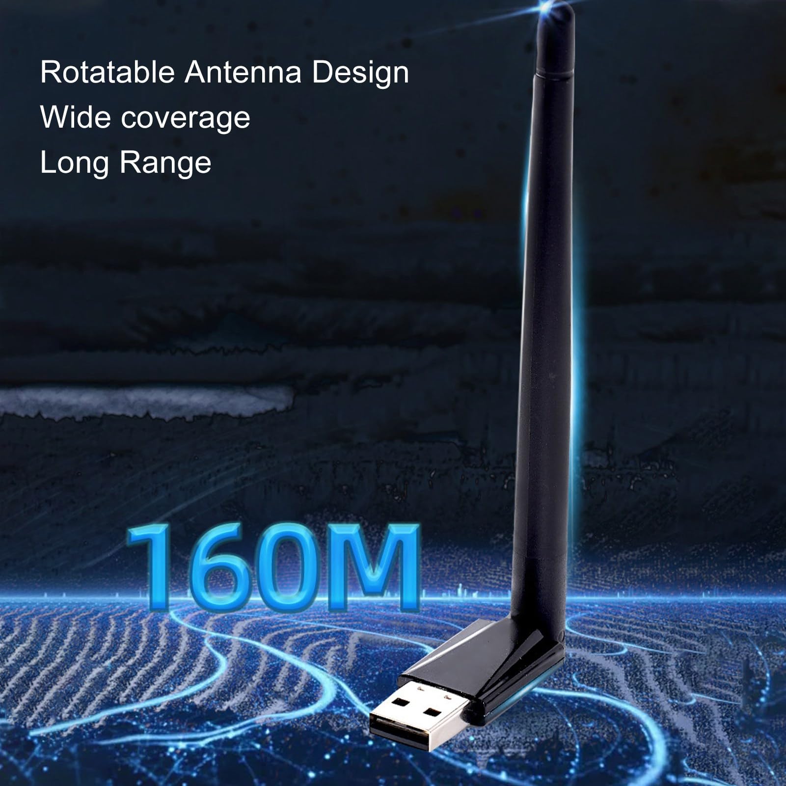 Bluetooth 5.4 Adapter for PC, 160M Long Range USB Bluetooth Dongle, Transfer for Bluetooth Keyboard, Mouse, Headphones, Speakers, Desktop, Laptop