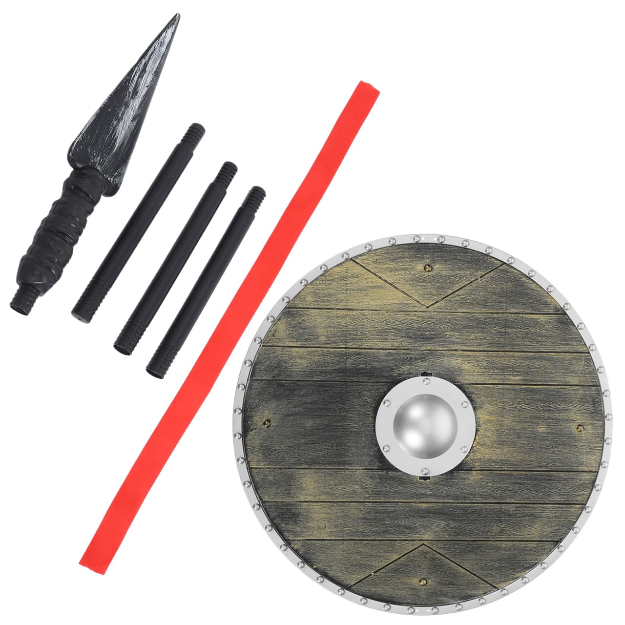 Ensemble d'accessoires de Cosplay : Lance médiévale en Plastique et Bouclier de Pirate. Décoration idéale pour Halloween ou pour des Jeux de rôle.