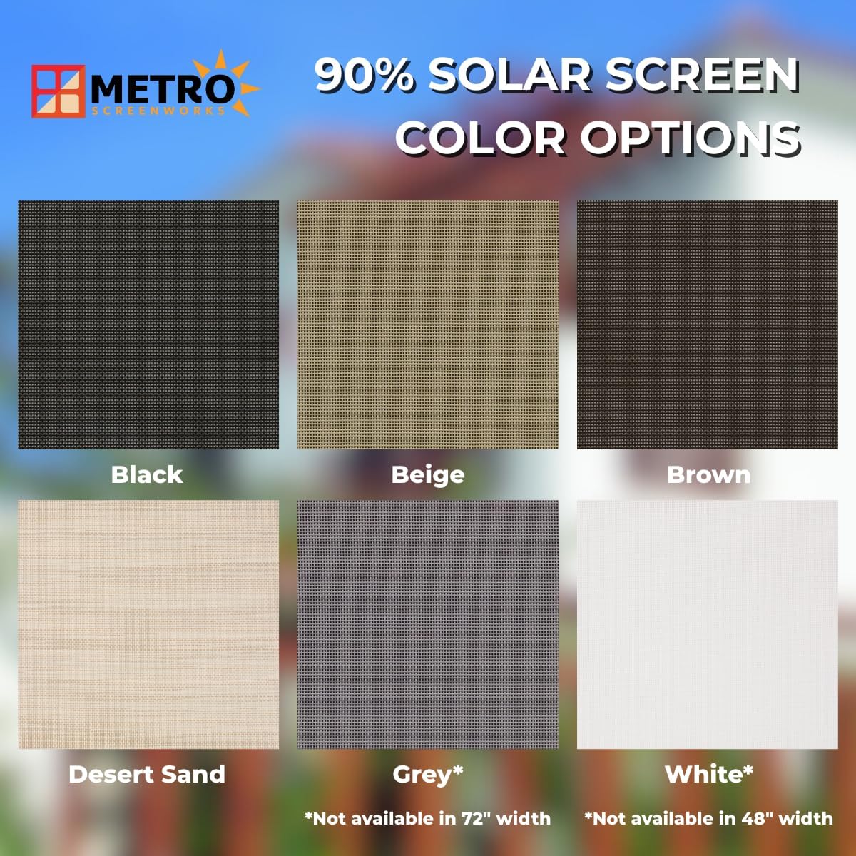 Metro Screenworks Phifer Solar Screen Mesh for Windows 90% Shade - Energy-Saving Solar Screen Roll 36 in x 25 ft, Black - DIY Exterior Sun Shades for Reduced Glare & More Privacy - Patio & Porch