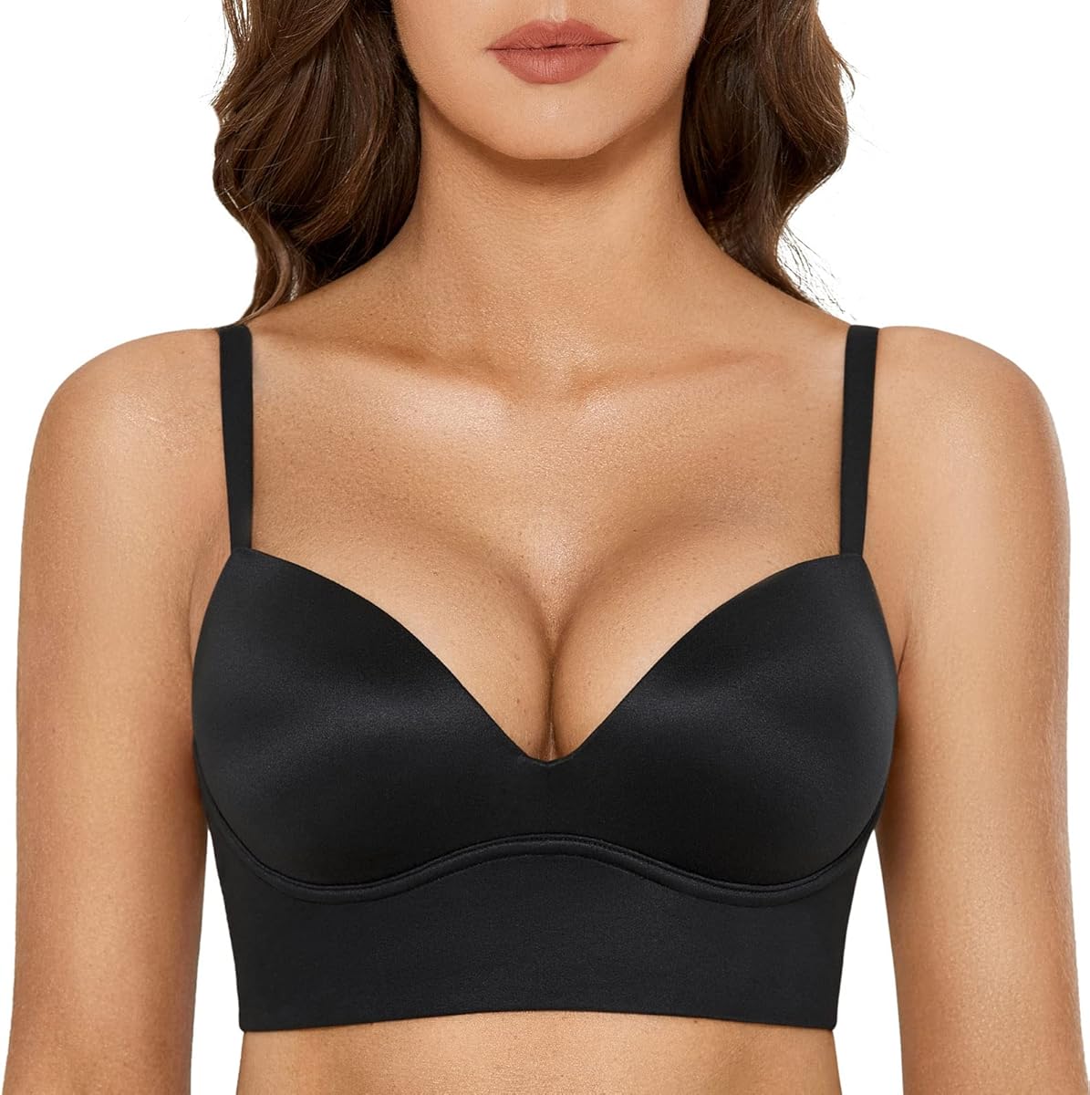 DOBREVA Women's Push Up Wireless Bra Padded T Shirt Bras No Underwire Plunge Bralette