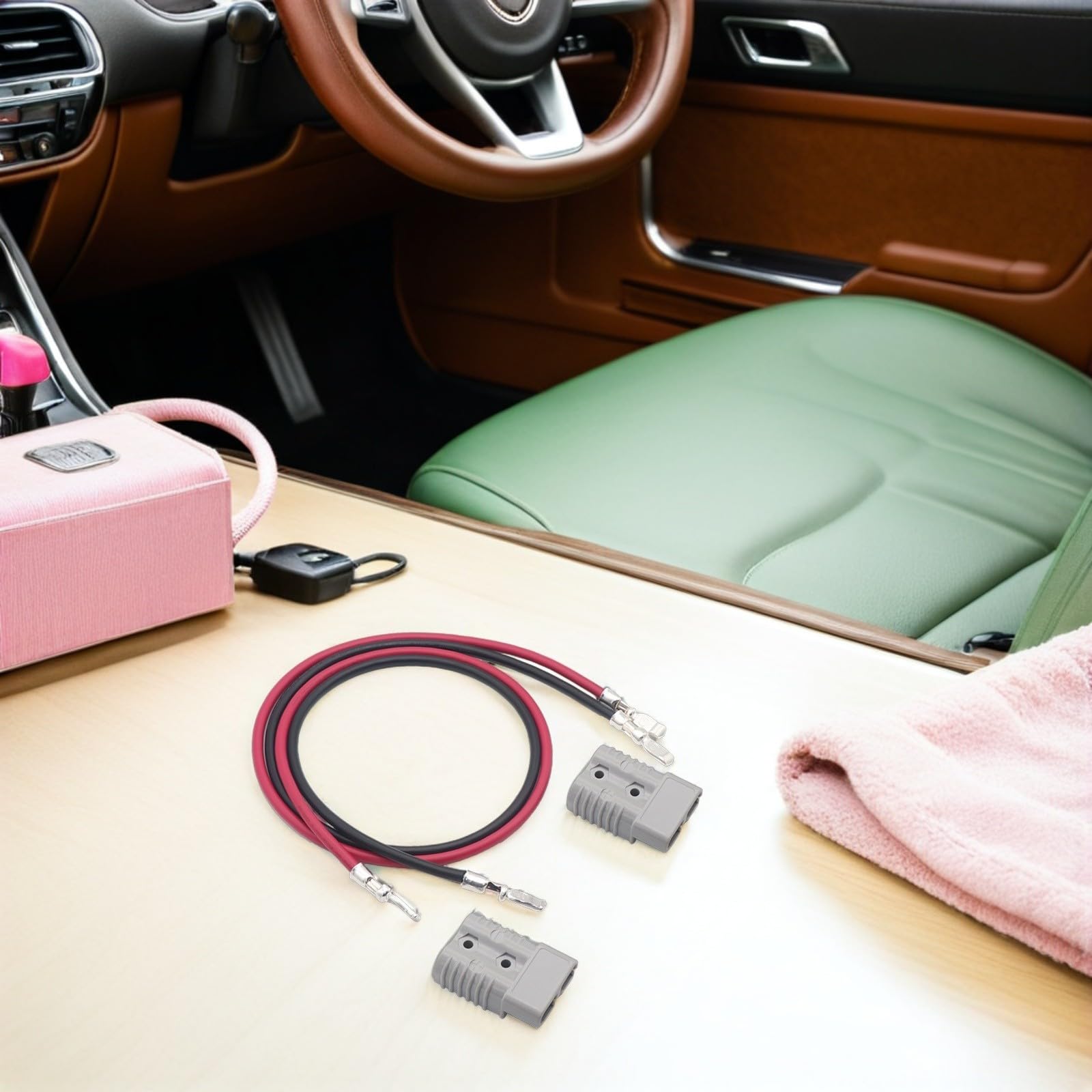 Cable Inversor de Batería de Coche 175a Conector Rápido, Cable de Cobre 6 Awg de 1 Metro, Resistente a Voltaje para Autocaravanas y Sistemas de Remolque