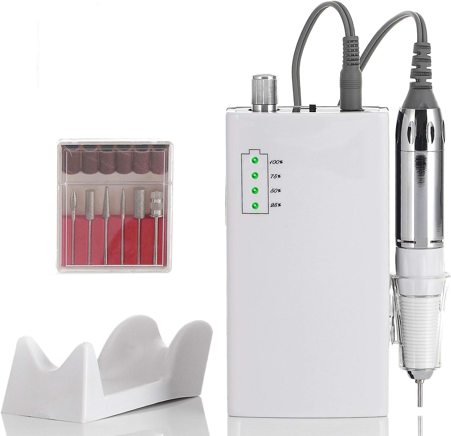 Miss Sweet Portable Nail Drill Machine Rechargeable Electric Nail File for Acrylic (Sweet White)