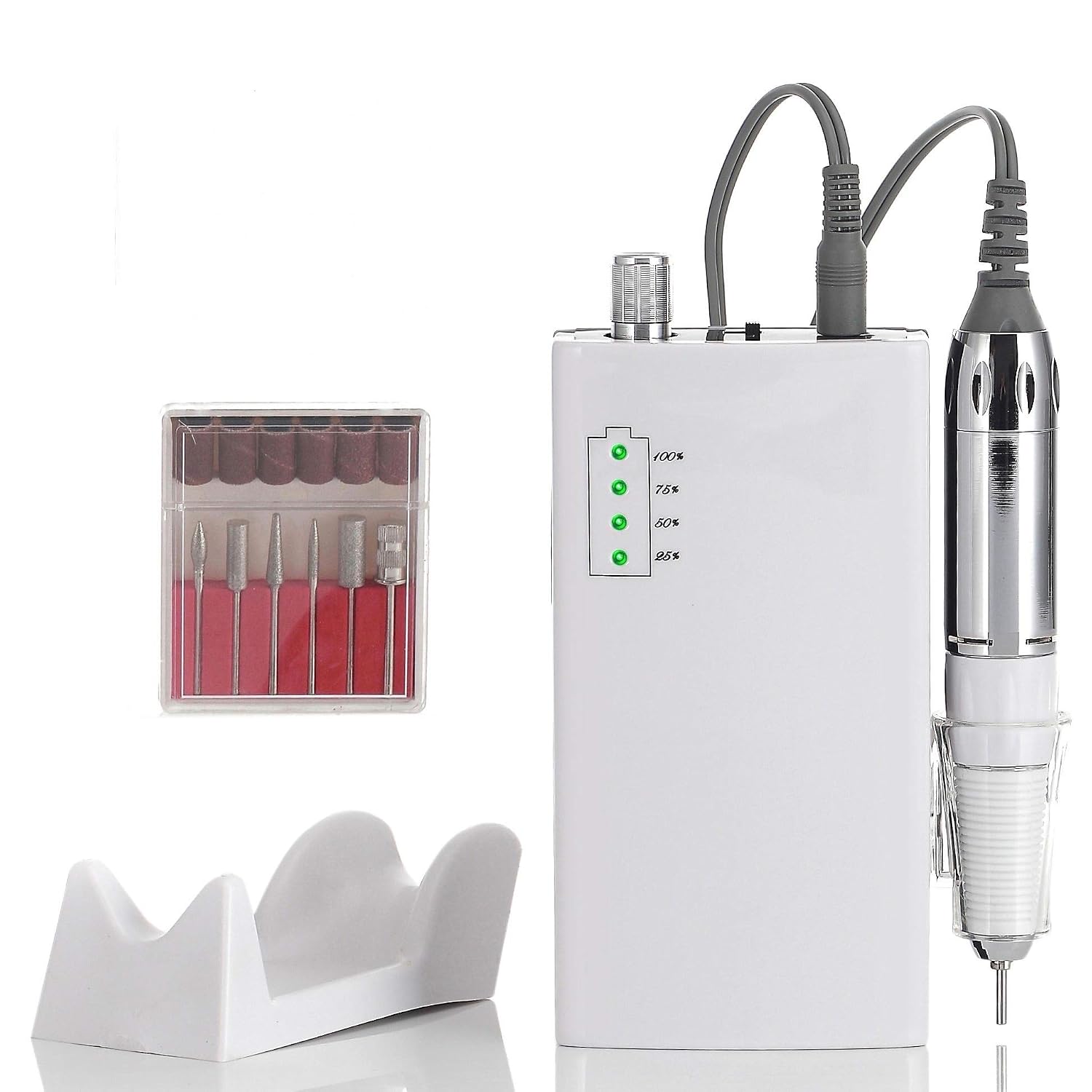 Miss Sweet Portable Nail Drill Machine Rechargeable Electric Nail File for Acrylic (Sweet White)