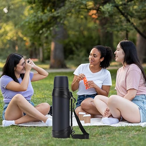 Miniatura 7 de Termos grandes de café de 84 oz2.5 L para viajes, acero inoxidable, frasco grande con asa para senderismo, pesca, campamento