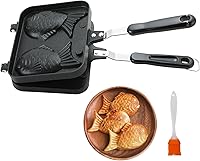 Vista 1 de MAOPINER Taiyaki Fish Shape Cake Pan Waffle Cake Maker Fish Shaped Pancake Double Pan Mold for Home DIY Cooking Party Dessert