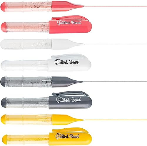 Miniatura 3 de The Quilted Bear Marcador de tela de tiza para costura, rotuladores de tiza de tela recargables estilo bolígrafo para coser, acolchar y hacer