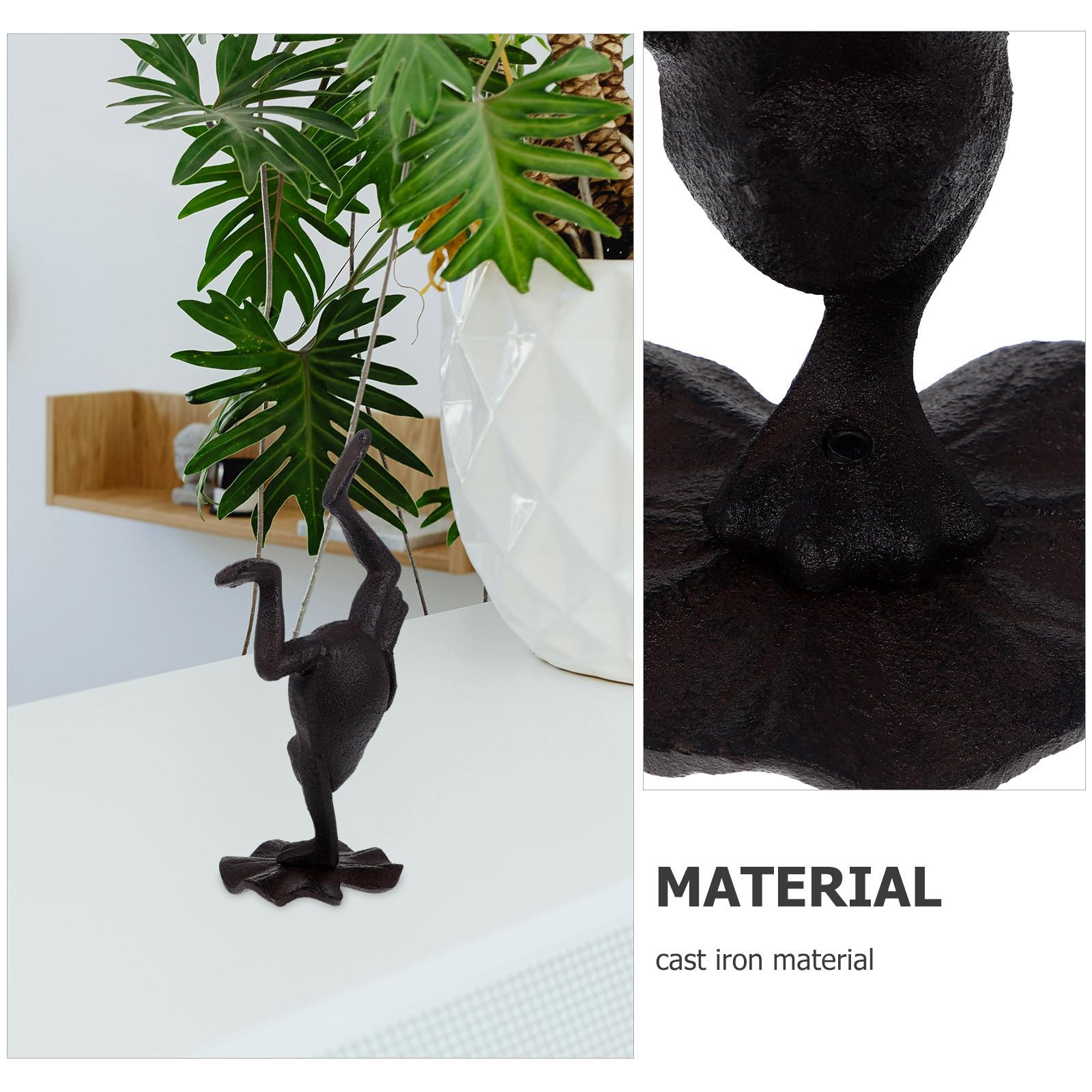 UKCOCO Retro Gusseisen Frosch Figur im Yoga Stil Einzigartige Umgedrehte Froschdeko für Garten und Zuhause Kunstvolles Vintage Miniatur Tierornament in Schwarz