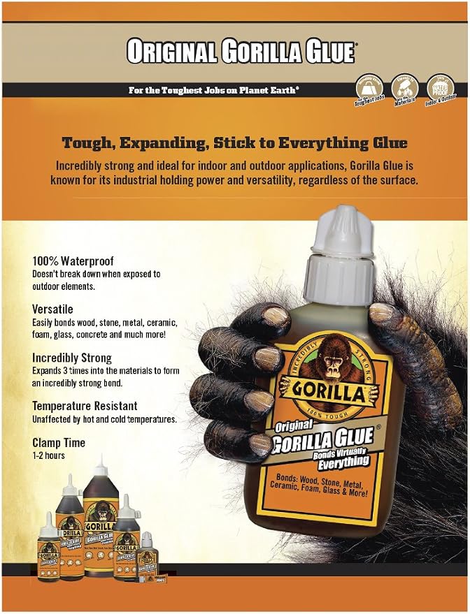 Pegamento poliuretano impermeable Gorilla 4 oz x12 miniatura 3