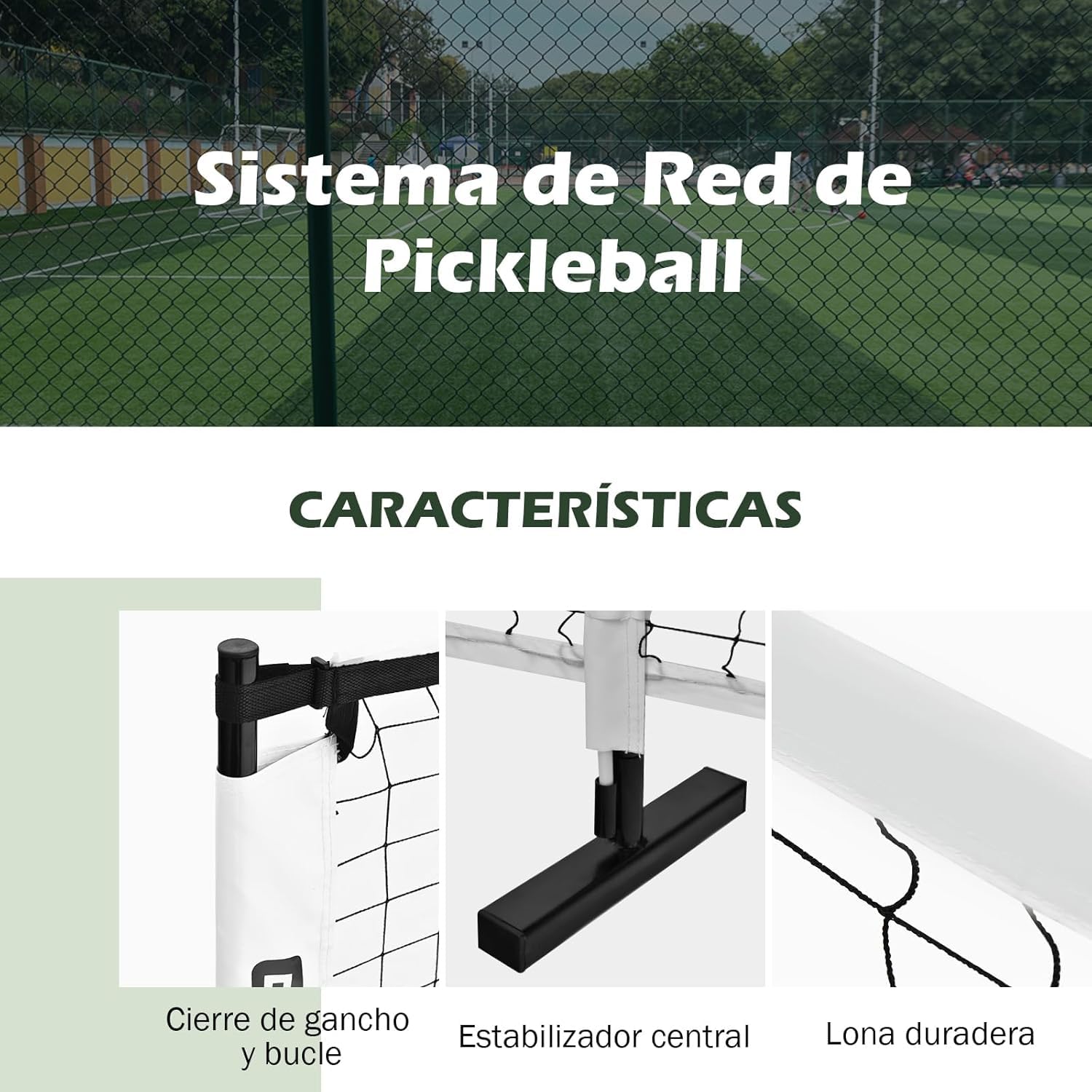 GOPLUS Red de Pickleball Portátil 670cm, Juego de Red de Tamaño Oficial, Tubos Metálicos y Red de Poliéster con Bolsa de Transporte, Ajuste Rápido, para Uso Interior Exterior