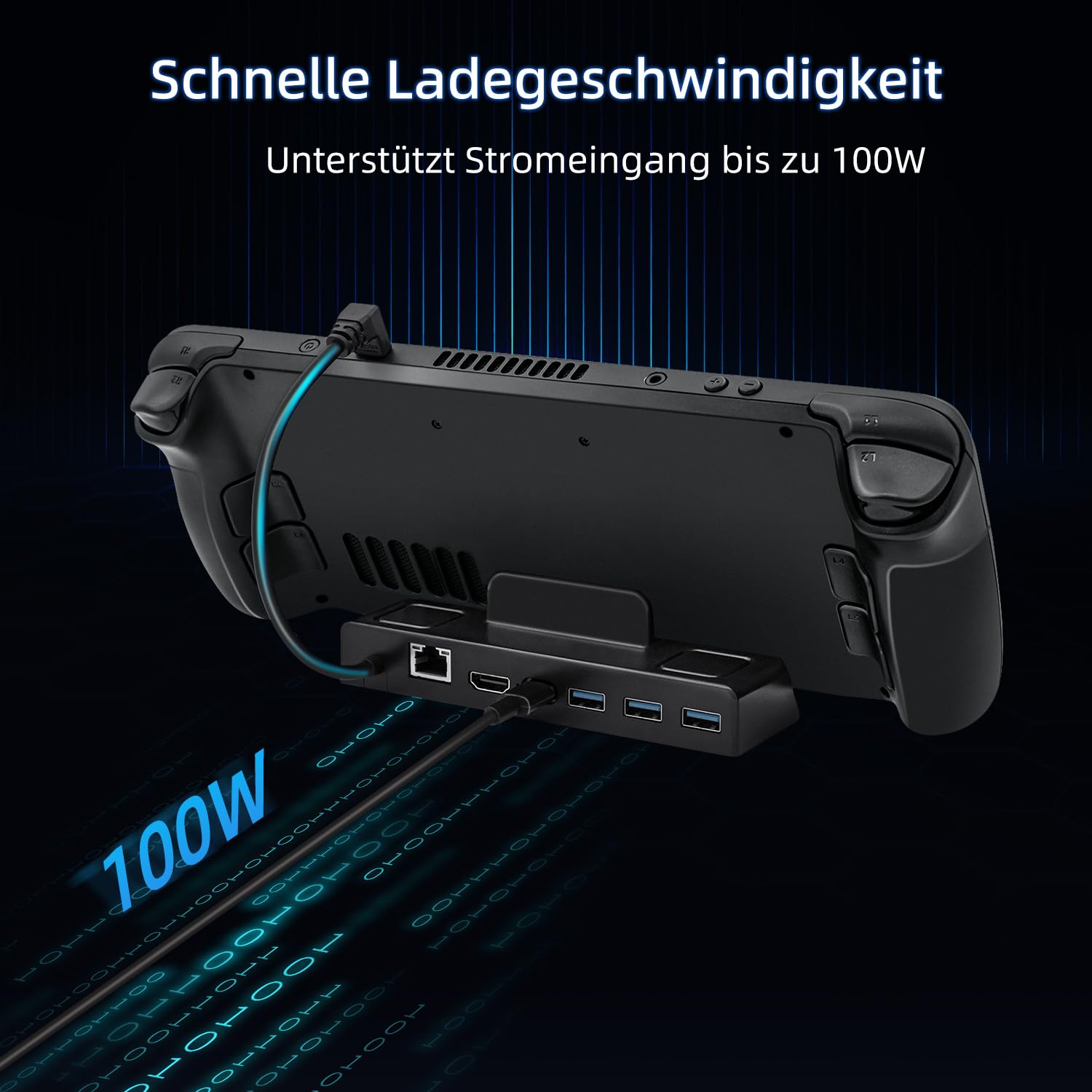 Mcbazel 6 in 1 Steam Deck Dockingstation, Dock, Ladestation mit HDMI 2.0 4K@60Hz/Gigabit Ethernet/3 Port USB 3.0/PD100W für Steam Deck/Nintendo Switch/Switch OLED/ROG Ally/Legion go/MSI Claw